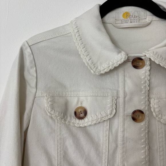 Boden White Denim Jacket Women’s Size 8 - Picture 4 of 11